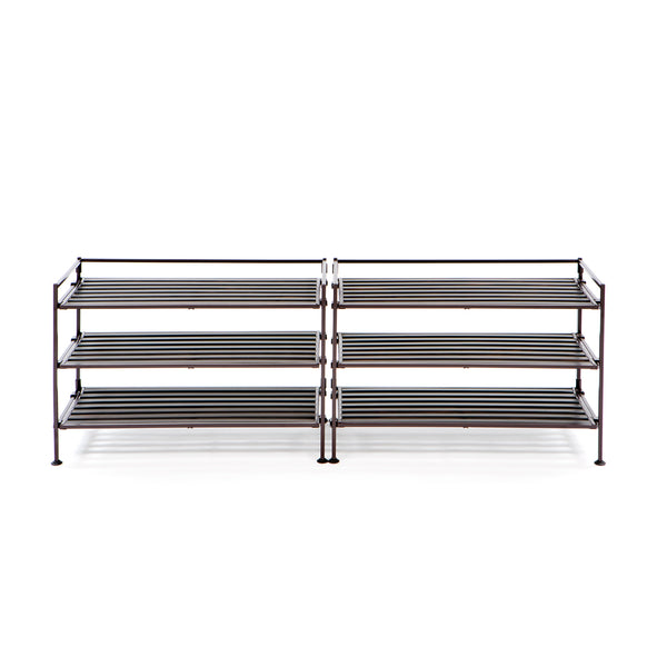 3-Tier Resin Slat Utility Shoe Rack (2-Pack)