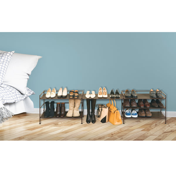 3-Tier Resin Slat Utility Shoe Rack (2-Pack)