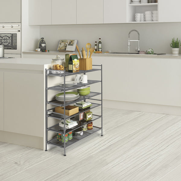 3-Tier Metal Mesh Shoe Rack, Silver