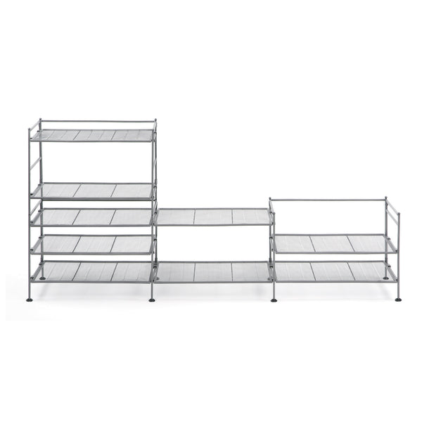 3-Tier Metal Mesh Shoe Rack, Silver