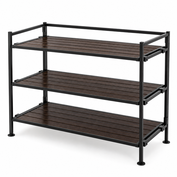 3-Tier Resin Slatted Shoe Rack