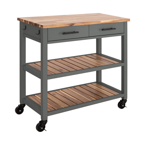 Kitchen Cart with Acacia Shelves