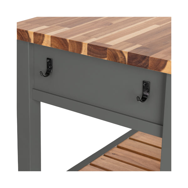 Kitchen Cart with Acacia Shelves