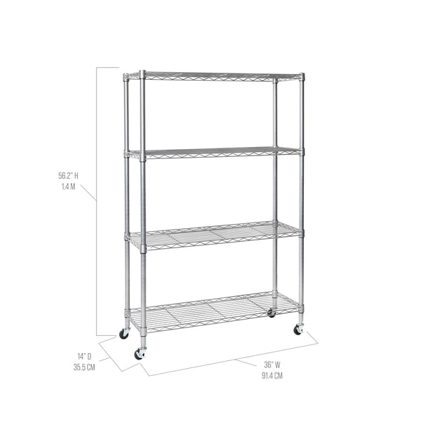 4-Tier NSF-Certified Steel Shelving, Silver