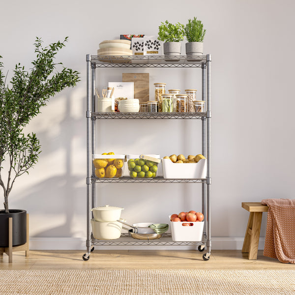 4-Tier NSF-Certified Steel Shelving, Silver
