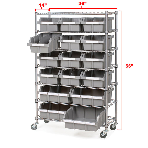 7-Tier NSF-Certified 16-Bin Rack