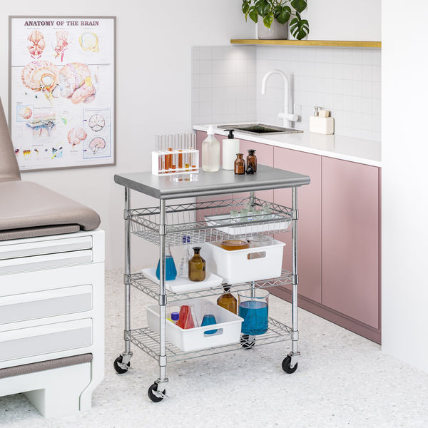 Stainless Steel NSF-Certified Utility Worktable Cart