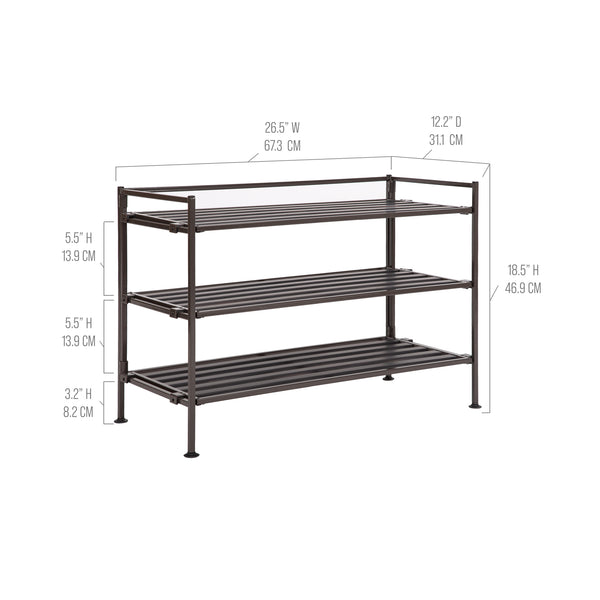 3-Tier Resin Slat Utility Shoe Rack (2-Pack)