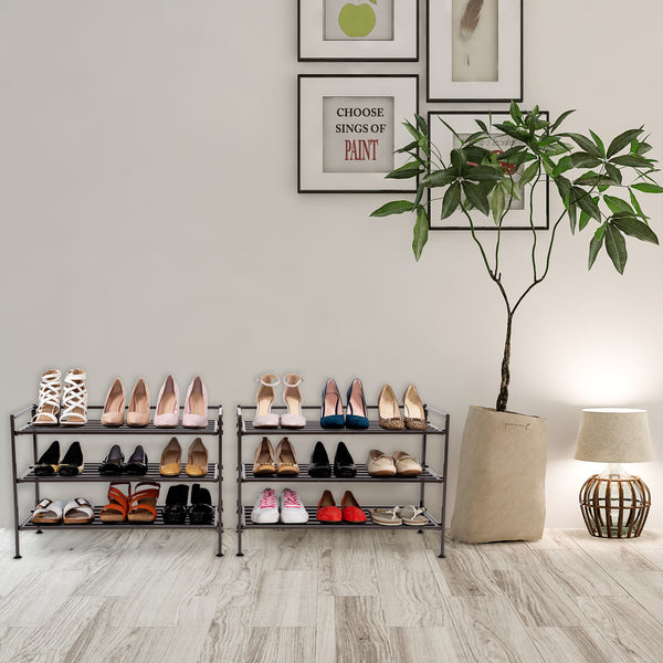 3-Tier Resin Slat Utility Shoe Rack (2-Pack)