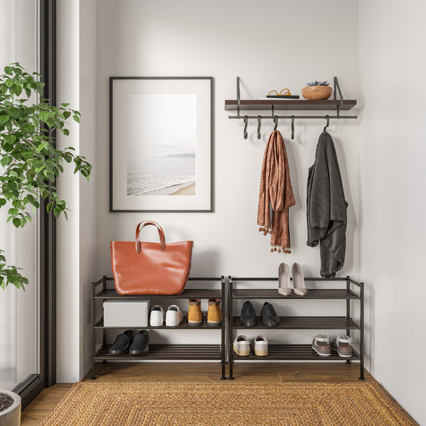 3-Tier Resin Slat Utility Shoe Rack (2-Pack)