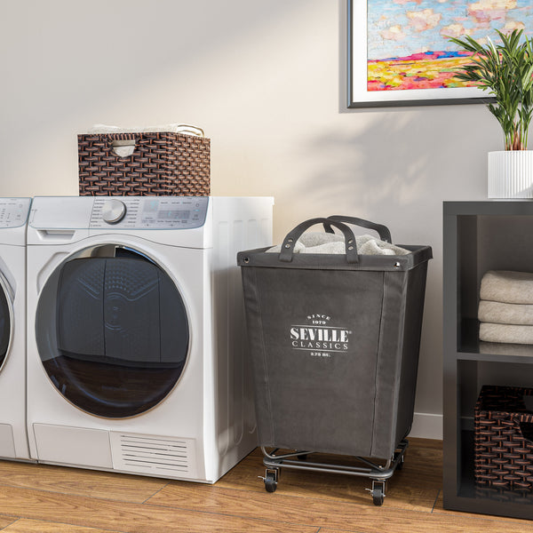 Heavy-Duty Rolling Laundry Hamper, Gray
