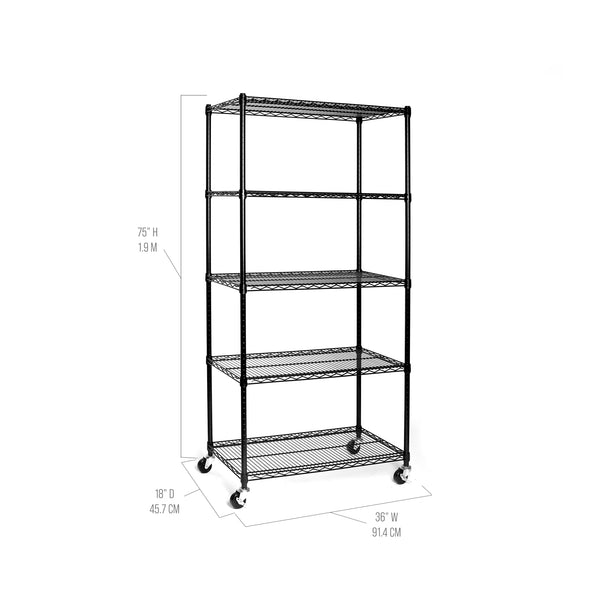 UltraDurable® 5-Tier NSF-Certified Steel Shelving, Black
