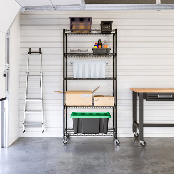 UltraDurable® 5-Tier NSF-Certified Steel Shelving, Black