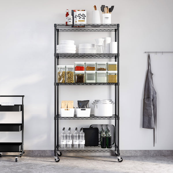 UltraDurable® 5-Tier NSF-Certified Steel Shelving, Black